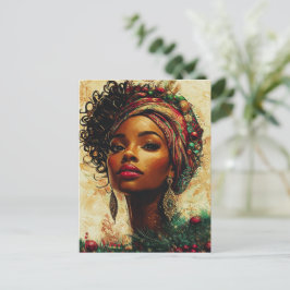 Cartão Postal De Festividades Cartão de Natal Afrocentrado Rainha-Planície