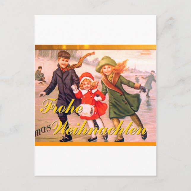 Cartão Postal De Festividades Cartão de Natal alemão Frohe Weihnachten (Frente)