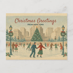 Cartão Postal De Festividades Cartão de Natal Antigo de Nova York