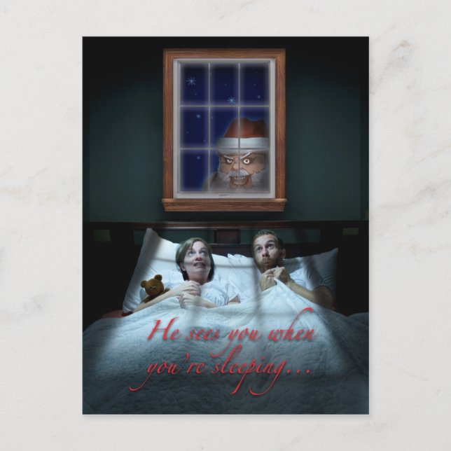 Cartão Postal De Festividades Cartão de Natal assustador do papai noel (Frente)