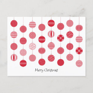 Cartão Postal De Festividades Cartão de Natal Bolas Vermelhas