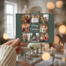 Cartão de Natal com 8 Fotos Elegante