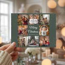 Cartão de Natal com 8 Fotos Elegante