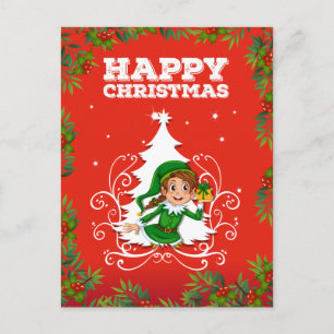 Cartão Postal De Festividades Cartão de Natal com elf