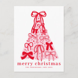 Cartão Postal De Festividades Cartão de Natal com Laço Moderno Coquette