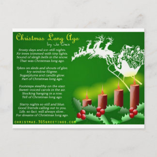 Cartão Postal De Festividades Cartão de Natal com poema curto do Natal