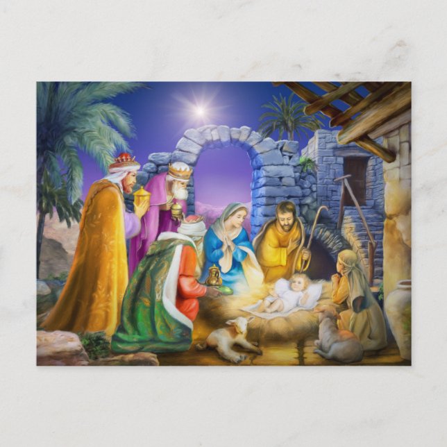 Cartão Postal De Festividades Cartão de Natal cristão (Frente)