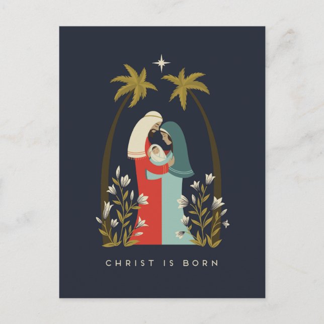 Cartão Postal De Festividades cartão de Natal Cristo é nascido (Frente)