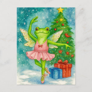 Cartão Postal De Festividades Cartão de Natal da Bailarina Sapo de Natal