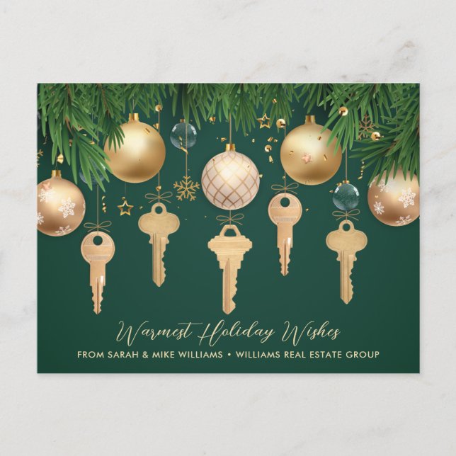 Cartão Postal De Festividades Cartão de Natal da Golden Keys Real Estate (Frente)
