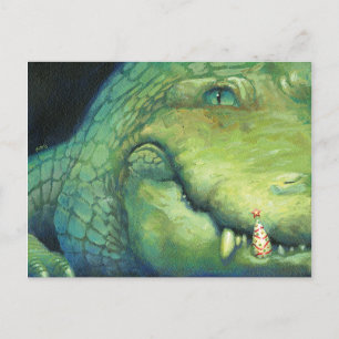 Cartão Postal De Festividades Cartão de Natal de Alligator