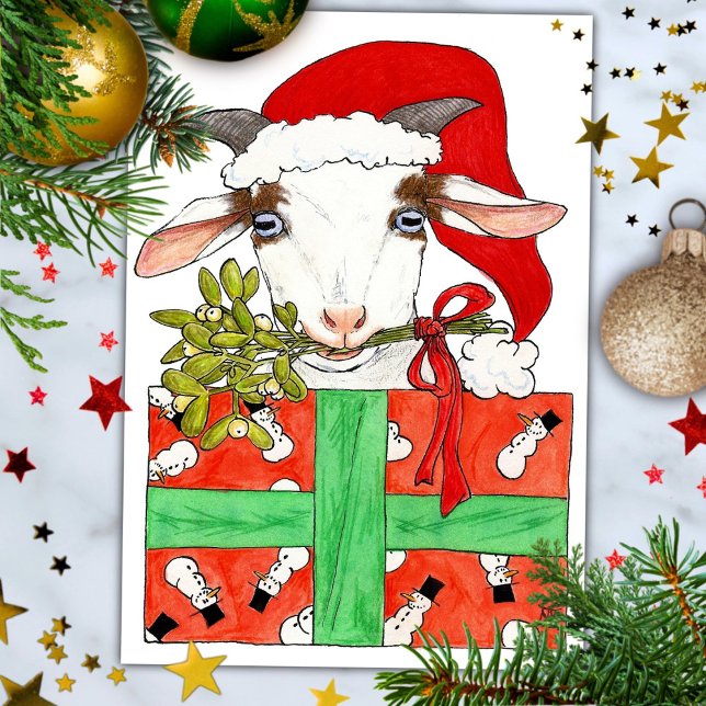 Cartão Postal De Festividades Cartão de Natal de cabra por Nicole Janes (Criador carregado)