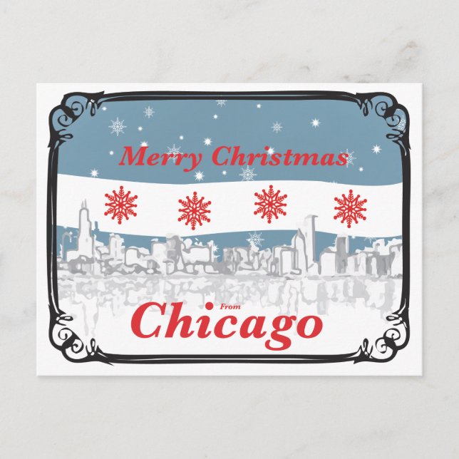 Cartão Postal De Festividades Cartão de Natal de Chicago (Frente)