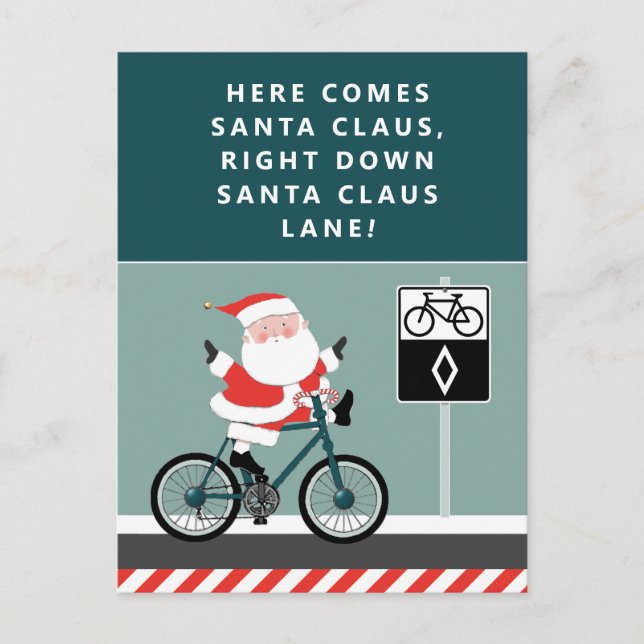 Cartão Postal De Festividades Cartão de Natal de Ciclismo Divertido (Frente)