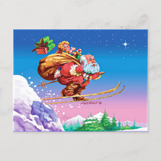 Cartão Postal De Festividades Cartão de Natal de Esqui para papais noeis