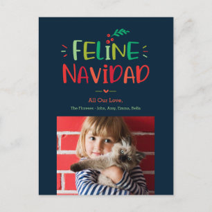 Cartão Postal De Festividades Cartão de Natal de Férias de Pet Feline Navidad