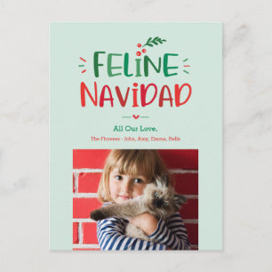 Cartão Postal De Festividades Cartão de Natal de Férias de Pet Feline Navidad