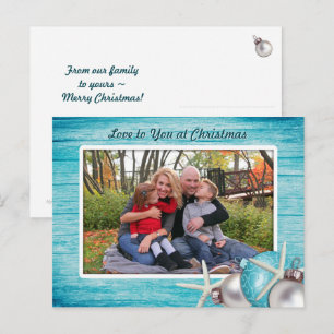 Cartão Postal De Festividades Cartão de Natal de Foto Personalizado Azul Marinho