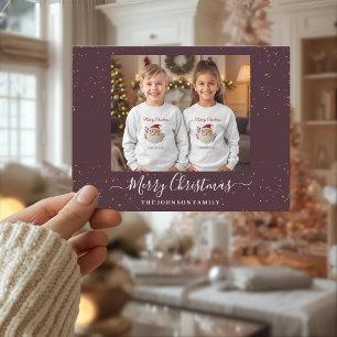 Cartão Postal De Festividades Cartão de Natal de Foto Única Elegante