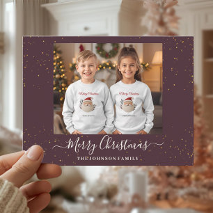 Cartão Postal De Festividades Cartão de Natal de Foto Única Elegante