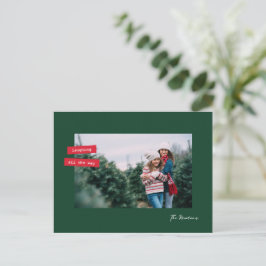 Cartão Postal De Festividades Cartão de Natal de Foto Única Rotulado Vermelho