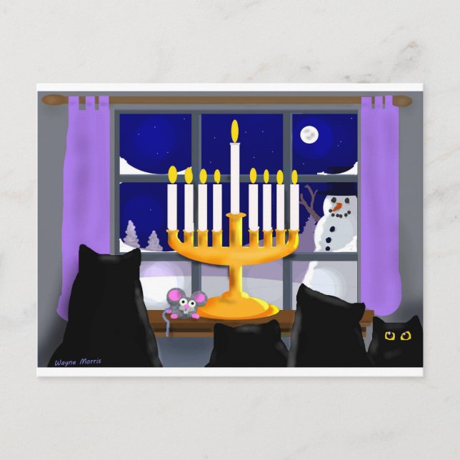 Cartão Postal De Festividades Cartão de Natal de Hanukkah (Frente)