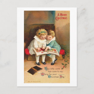 Cartão Postal De Festividades Cartão de Natal De Livro De Leitura Para Crianças