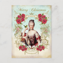 Cartão Postal De Festividades Cartão de Natal de Marie Antoinette Pássaro Rosas 