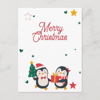 Cartão Postal De Festividades Cartão de Natal de Pinguins Fofos