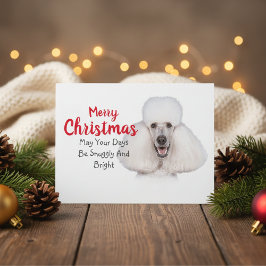 Cartão Postal De Festividades Cartão de Natal de Poodle Padrão Branco