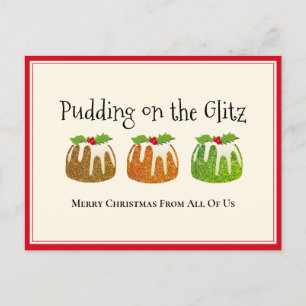 Cartão Postal De Festividades Cartão de Natal de Pudim Glitter