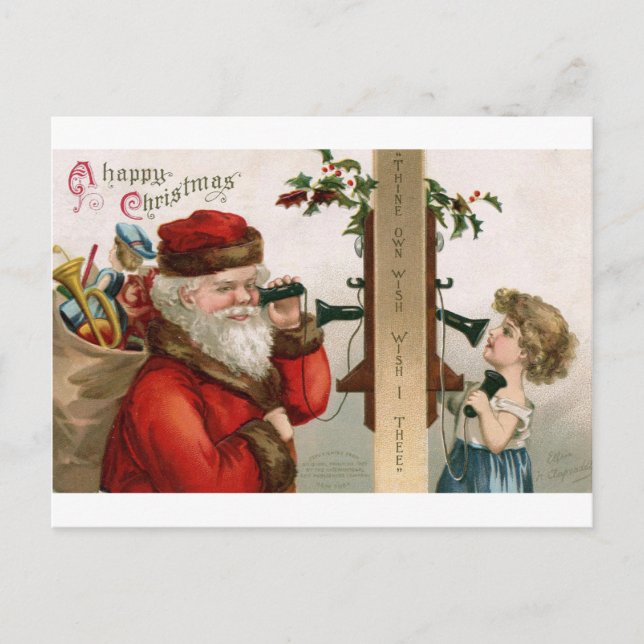 Cartão Postal De Festividades Cartão de Natal de Reprodução Vintage (Frente)