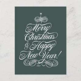 Cartão Postal De Festividades Cartão de Natal de Script em Verde