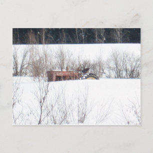 Cartão Postal De Festividades Cartão de Natal De Trator Esquecido Vintage