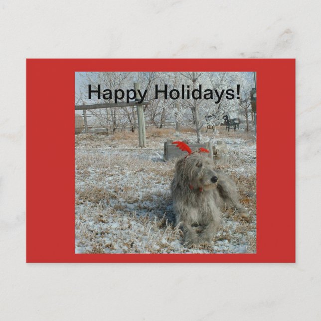 Cartão Postal De Festividades Cartão de Natal de Wolfhound Irlandês (Frente)