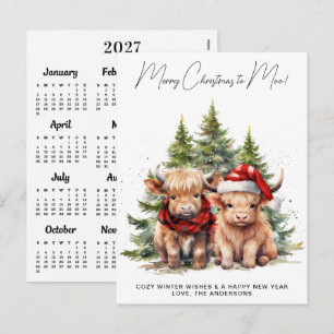 Cartão Postal De Festividades Cartão de Natal do Calendário 2027 do Vaqueiro das