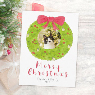Cartão Postal De Festividades Cartão de Natal do Gato Feliz Foto Férias