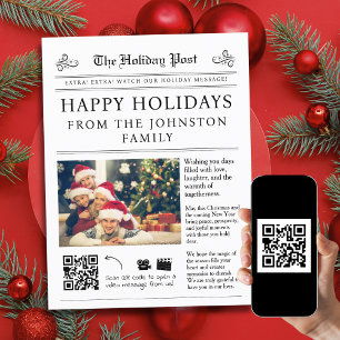 Cartão Postal De Festividades Cartão de Natal do Jornal QR