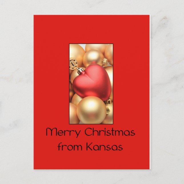 Cartão Postal De Festividades Cartão de Natal do Kansas, específico do estado (Frente)