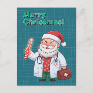 Cartão Postal De Festividades Cartão de Natal do Papai Noel Médico