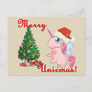 Cartão Postal De Festividades Cartão de Natal do unicórnio
