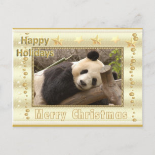 Cartão Postal De Festividades Cartão de Natal do urso de panda gigante & da