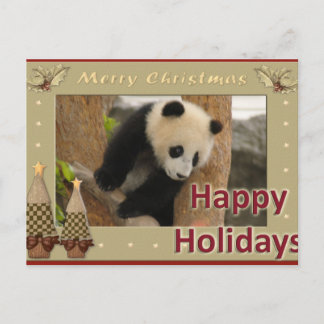 Cartão Postal De Festividades Cartão de Natal do urso de panda gigante & da