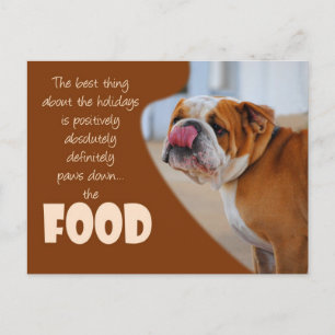 Cartão Postal De Festividades Cartão de Natal e Ação de Graças com Bulldog