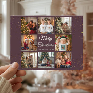 Cartão Postal De Festividades Cartão de Natal Elegante com 8 Fotos