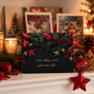 Cartão Postal De Festividades Cartão de Natal Elegante Personalizável com Grinal