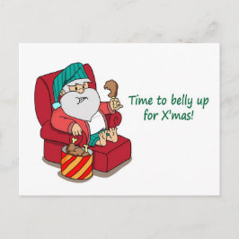 Cartão Postal De Festividades Cartão de Natal Engraçado: Papai Noel ganha múscul
