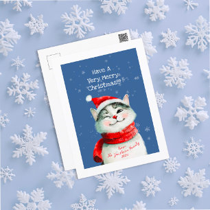 Cartão Postal De Festividades Cartão de Natal Feliz para Gato Gato