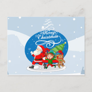 Cartão Postal De Festividades Cartão de Natal Festivo do Papai Noel e Amigos