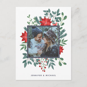 Cartão Postal De Festividades Cartão de Natal Floral   Foto